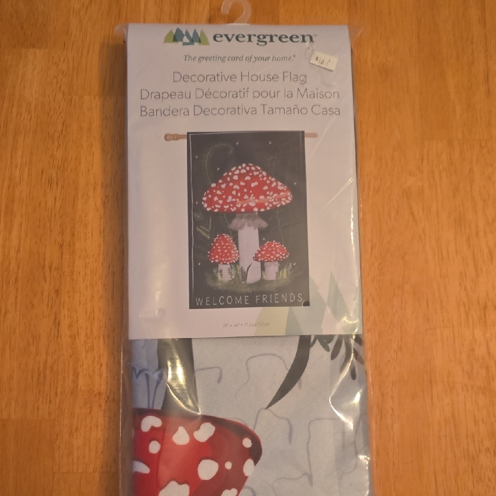 Decorative House Flag with Red Toadstools